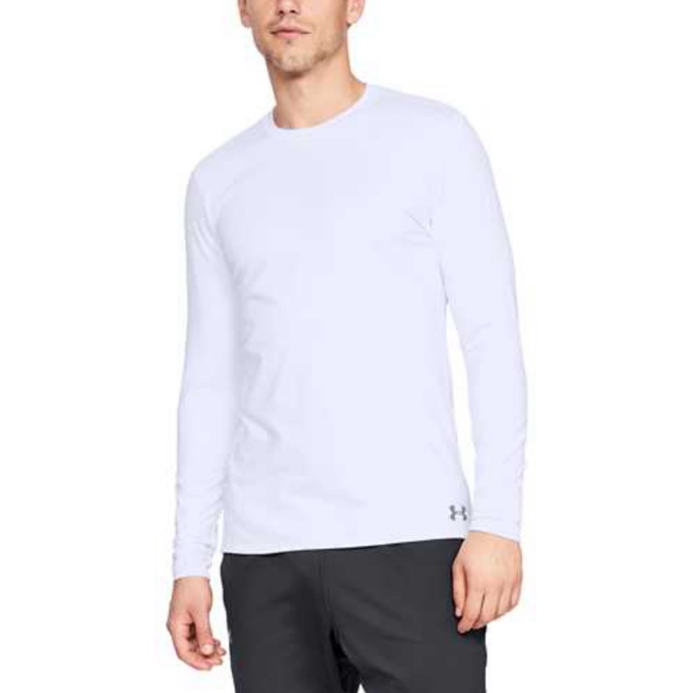 Under Armour Men’s White Fitted ColdGear Crew Long Sleeve